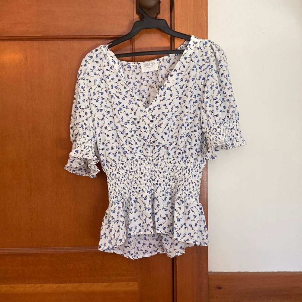 Floral ruched waist blouse